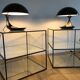 Set de tables bouts de canapé contemporain métal noir et verres sur 3 niveaux