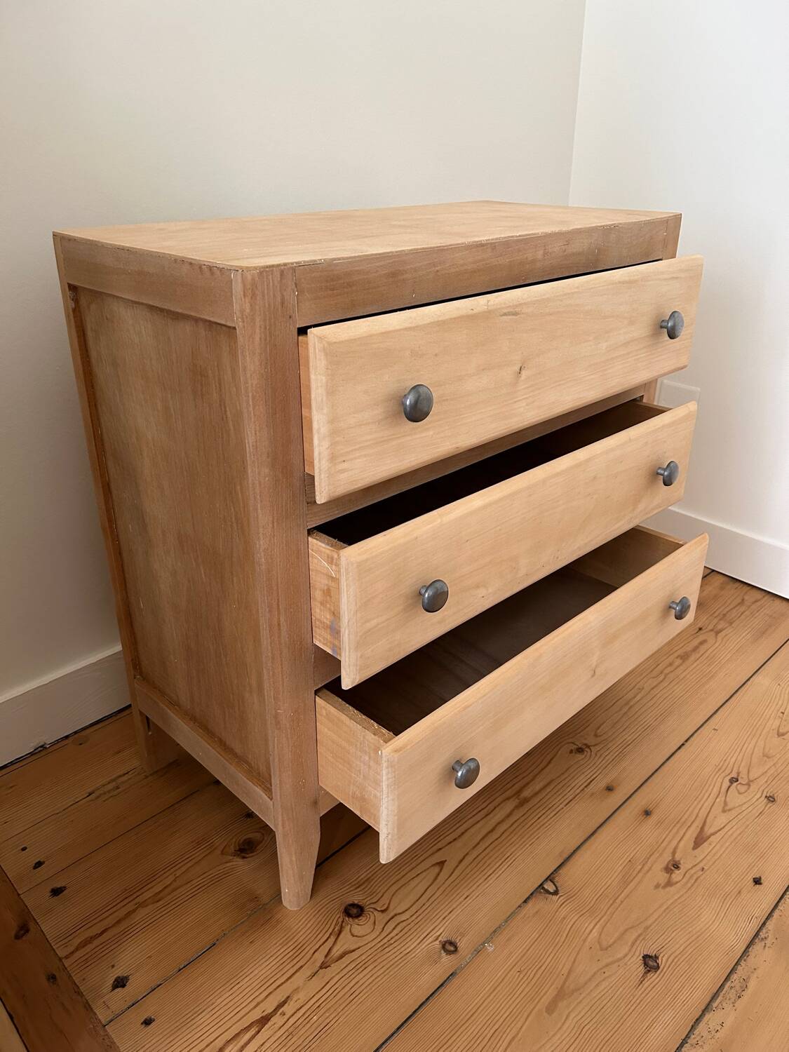 Vintage raw wood chest of drawers
