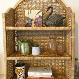Vintage rattan and bamboo shelves