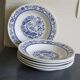 6 Assiettes creuses céramique blanche bleue