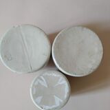 Set of 3 enamelled stoneware mustard pots