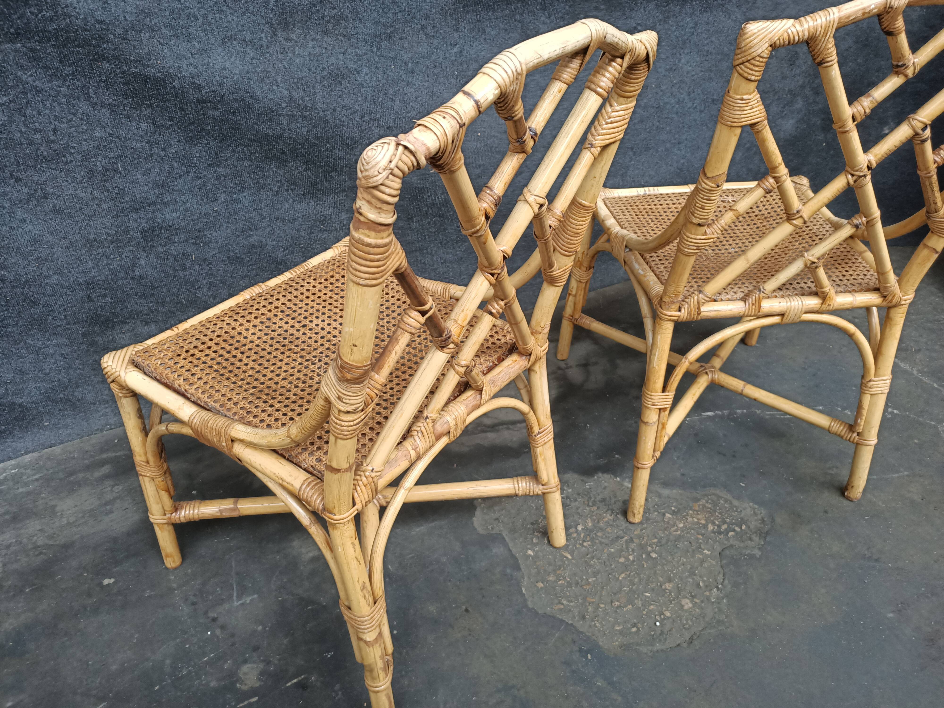 Pair of rattan chairs Italian work