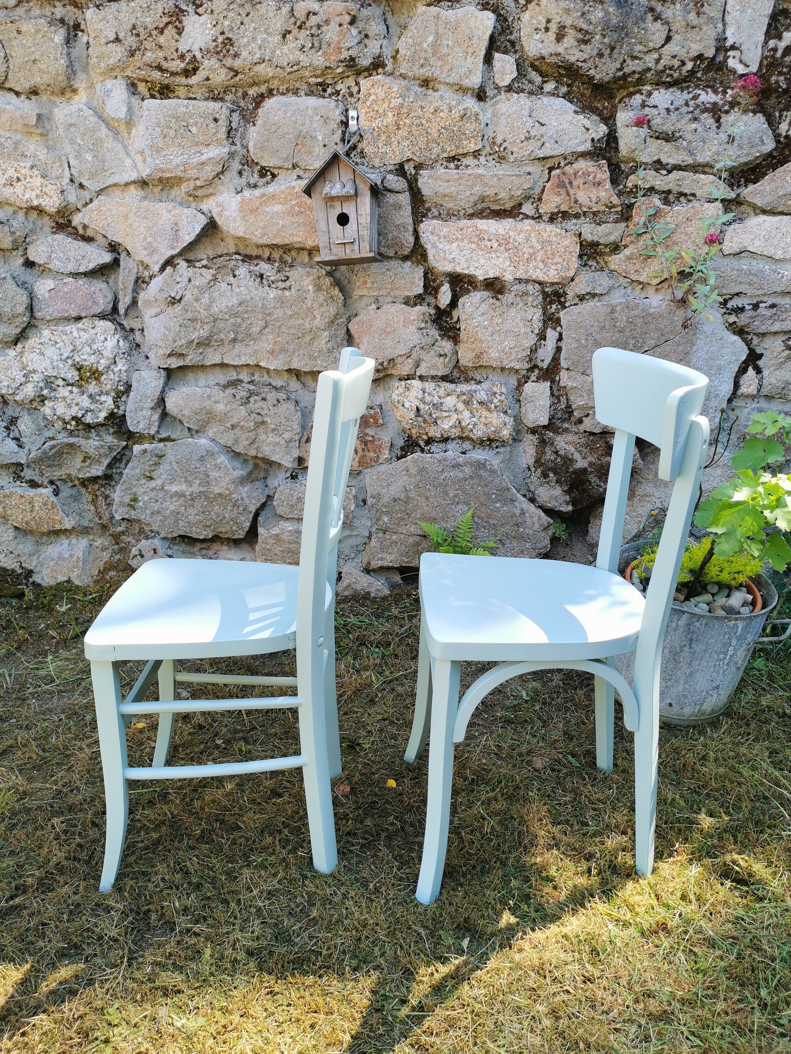 2 baumann bistro chairs, grey green