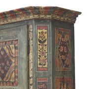 Antique Rustic Farmhouse Folk Art Painted Bridal Cabinet 1842