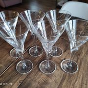 Set of 6 vintage white wine glasses in Light & Music crystal model Florian by Luigi Bormioli