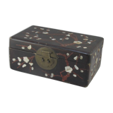 Ancient chinese box made of woolly wood and encrusted with mother-of-pearl