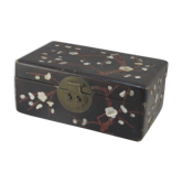 Ancient chinese box made of woolly wood and encrusted with mother-of-pearl