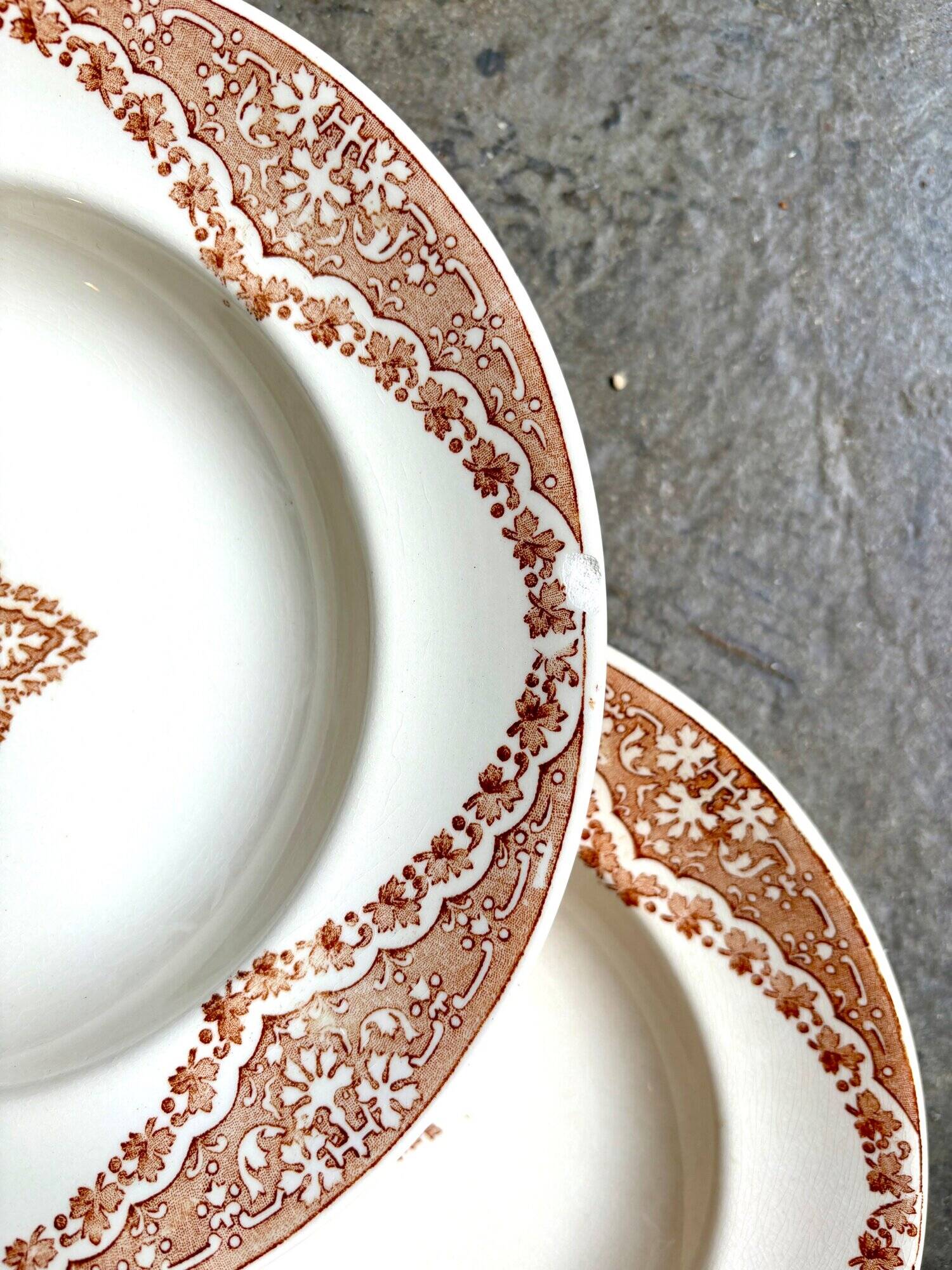 6 Longwy hollow plates in iron clay, "Andalusian" service