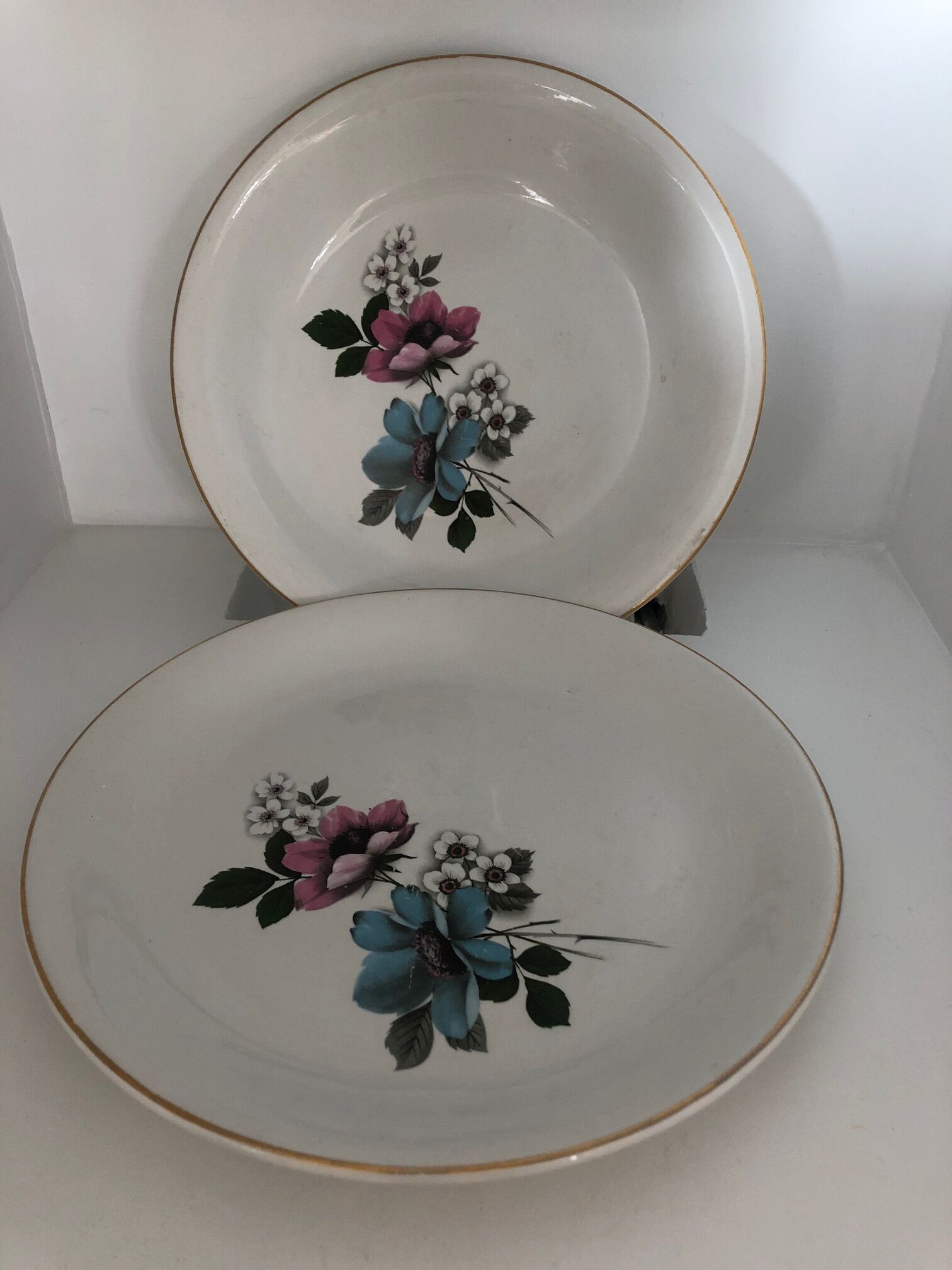 Lot of 2 serving dishes old Lunéville Badonviller model Floréal