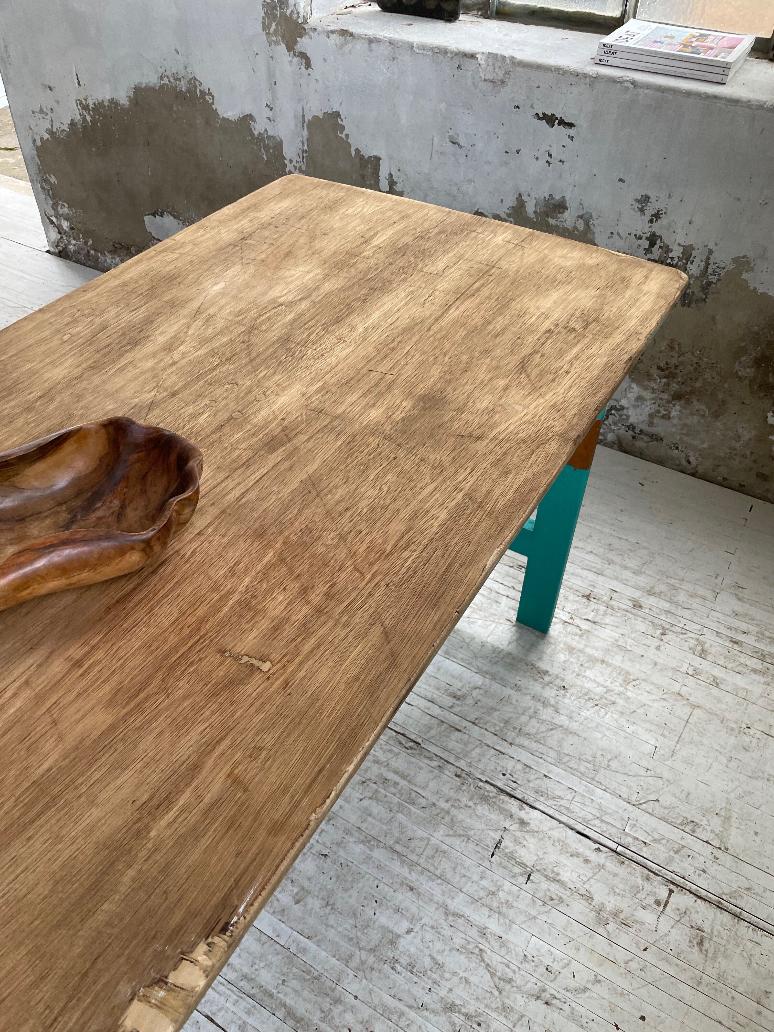 Vintage guinguette table 230 cm green