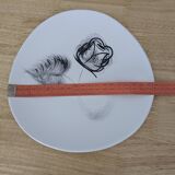 12 assiettes à dessert Niderviller modèle "Rose noire"