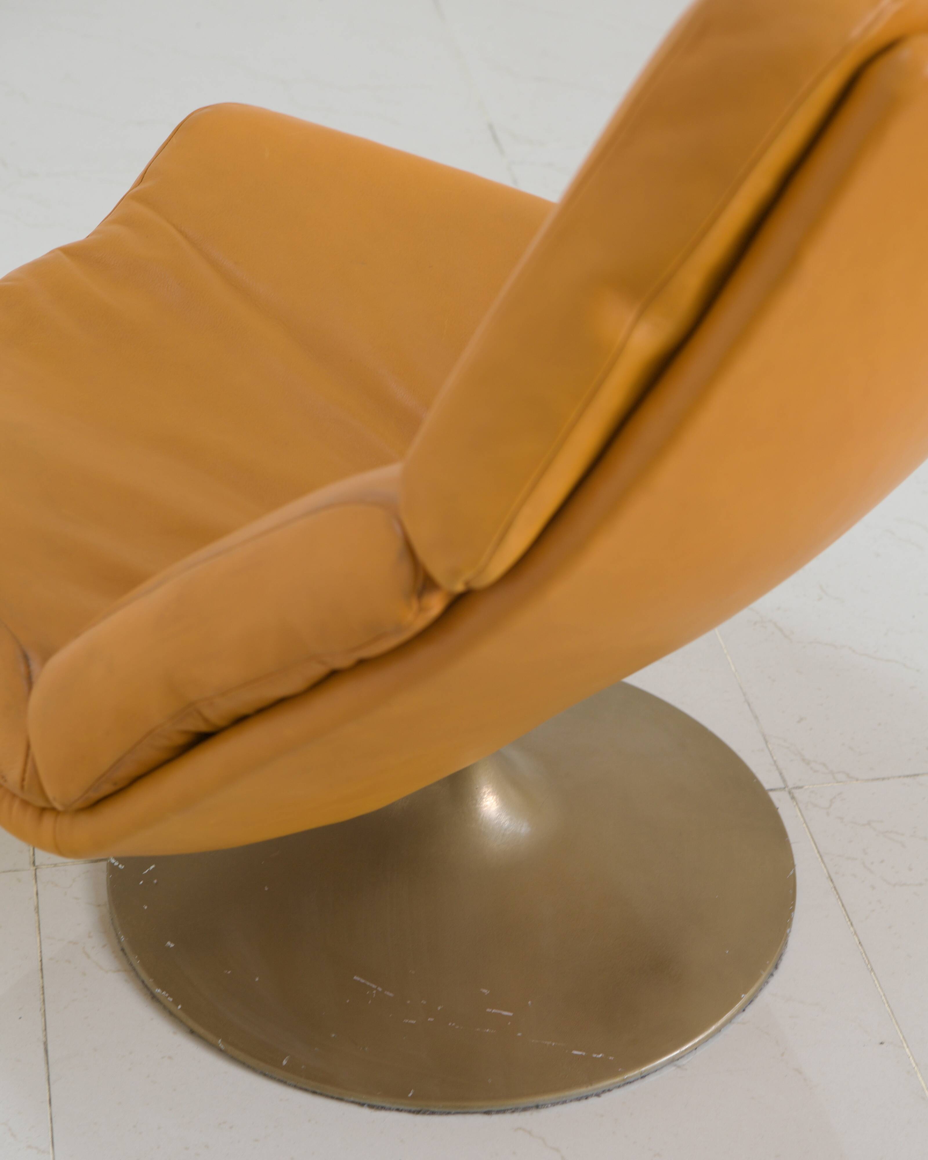 "F510" armchair in cognac leather by Geoffrey Harcourt for Artifort, 1960s