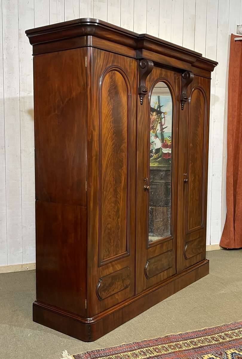 Victorian mahogany dressing wardrobe from the 19th century.