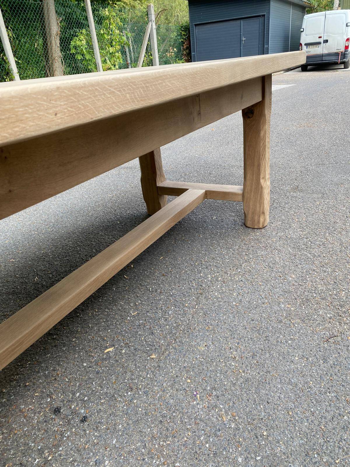 Farmhouse dining table stripped in solid raw oak 1930 - 216cm