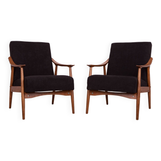 Czech Black Armchairs, 1960s, Set of 2