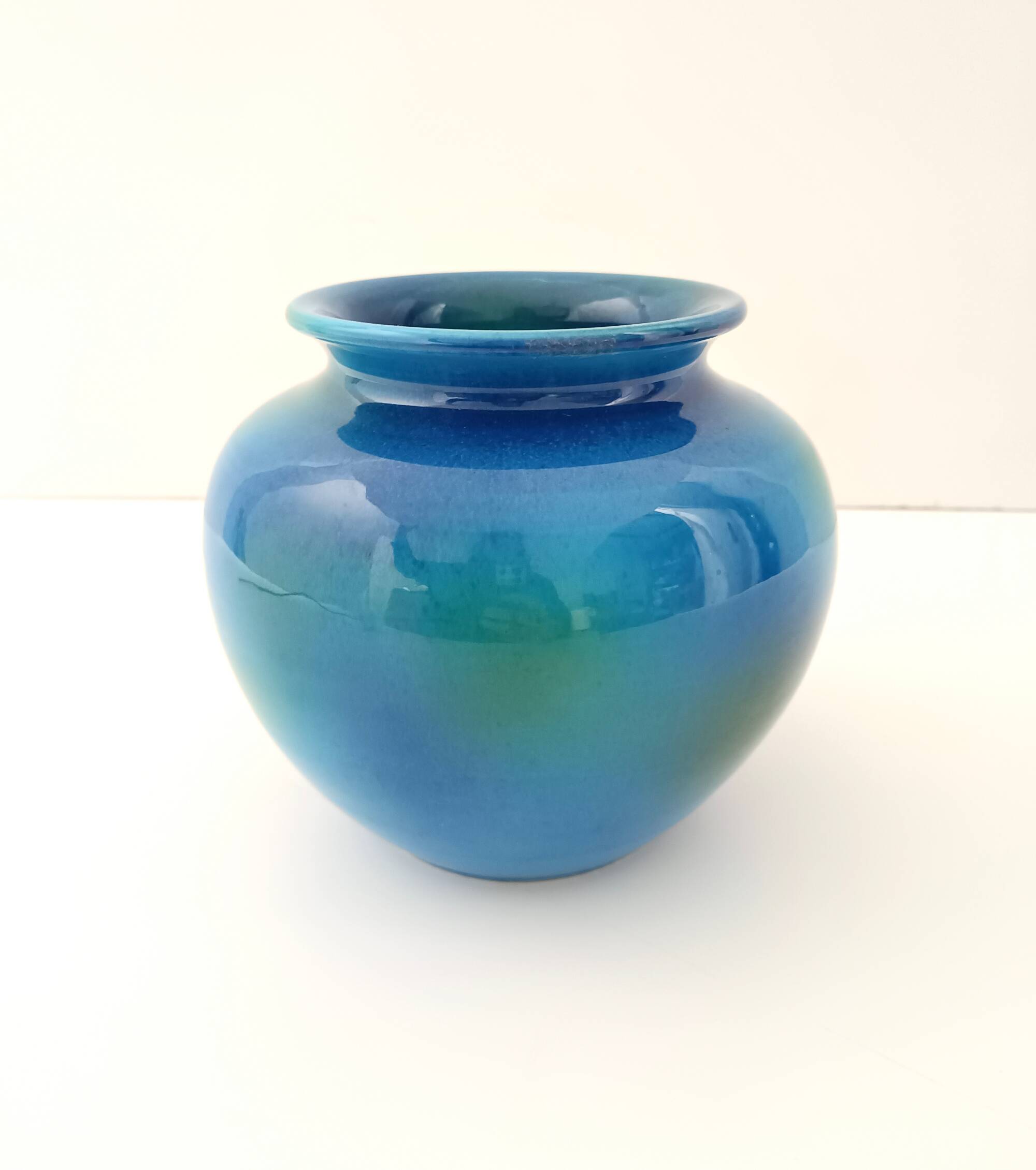 Rimini Blue Ceramic Vase by Aldo Londi for Bitossi and Italica Ars, Italy