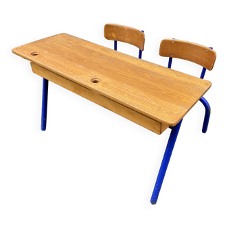 pupitre Bureau d'écolier banc vintage industrial style school desk french