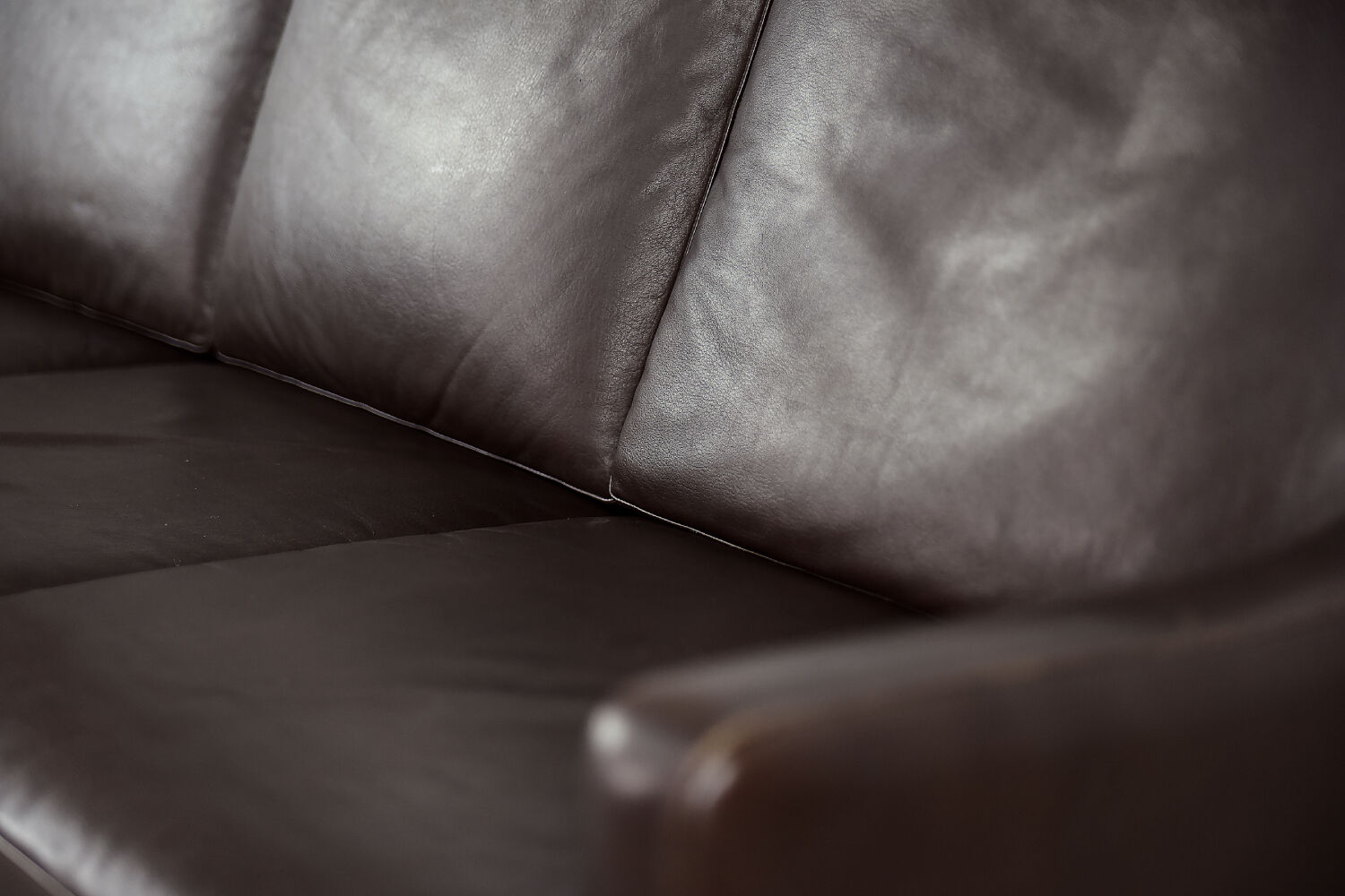 Mid-Century Modern Vintage Danish 3-seater Chocolate Leather Sofa, 1960s