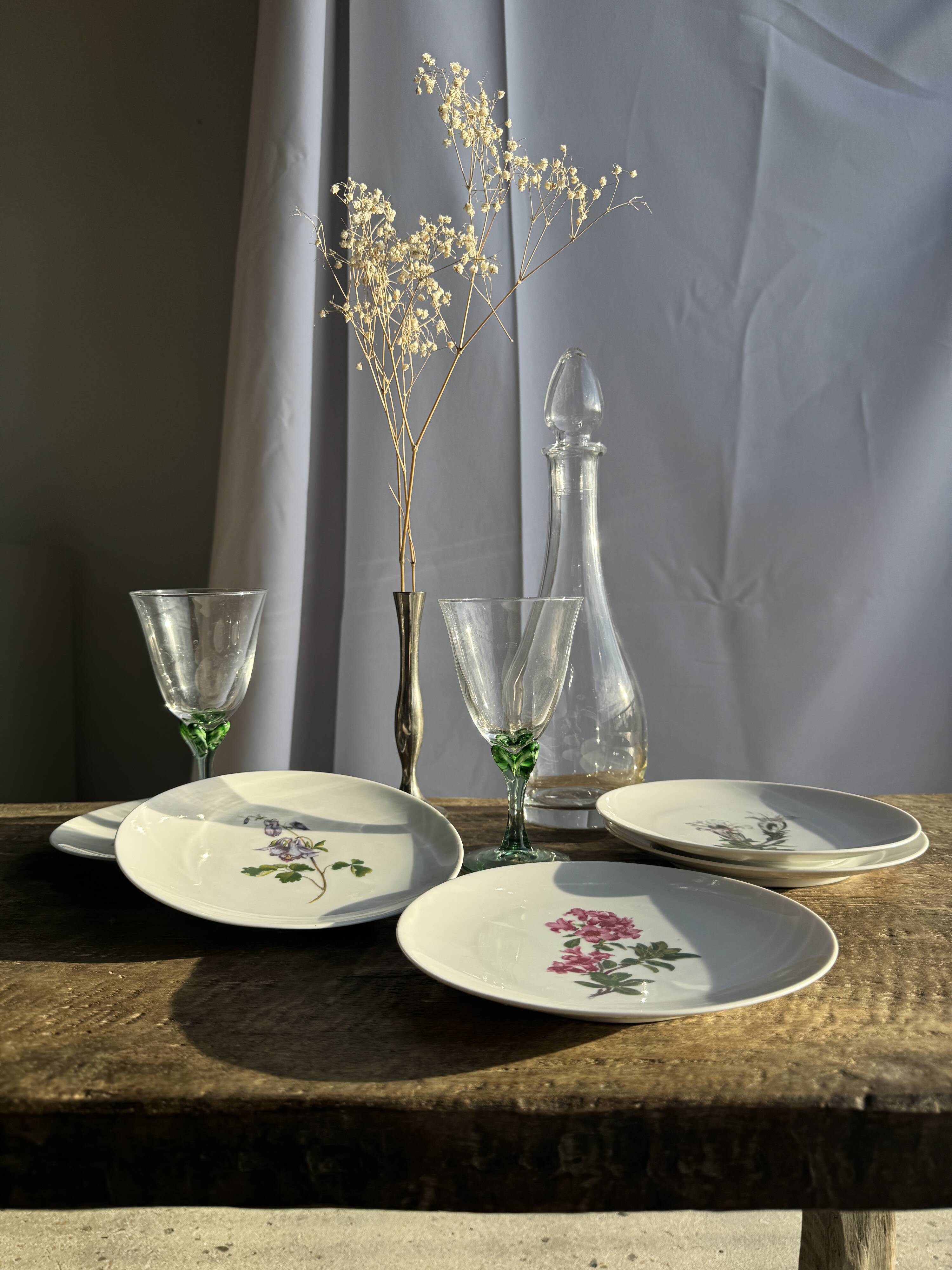 Set of 5 dessert plates with flower patterns Germany Bavaria D19
