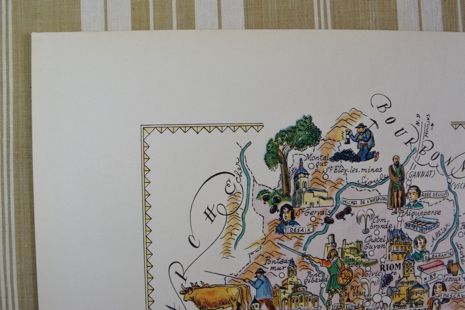 Illustrated map of the Auvergne Region of France Jacques Liozu