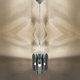 1970s Gorgeous Grey Smoked Chandelier by Veca in Murano Glass. Made in Italy