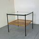 Table d'appoint ou table basse en rotin et verre de style danois moderniste du milieu du siècle