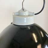 Industrial black enamel lamp with porcelain top, 1950s