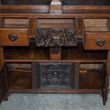 Large Italian library sculpted with figures