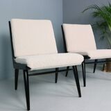 2x 'boomerang' h. mitzlaff, e. schmidt for soloform, bouclé lounge chairs, 1953