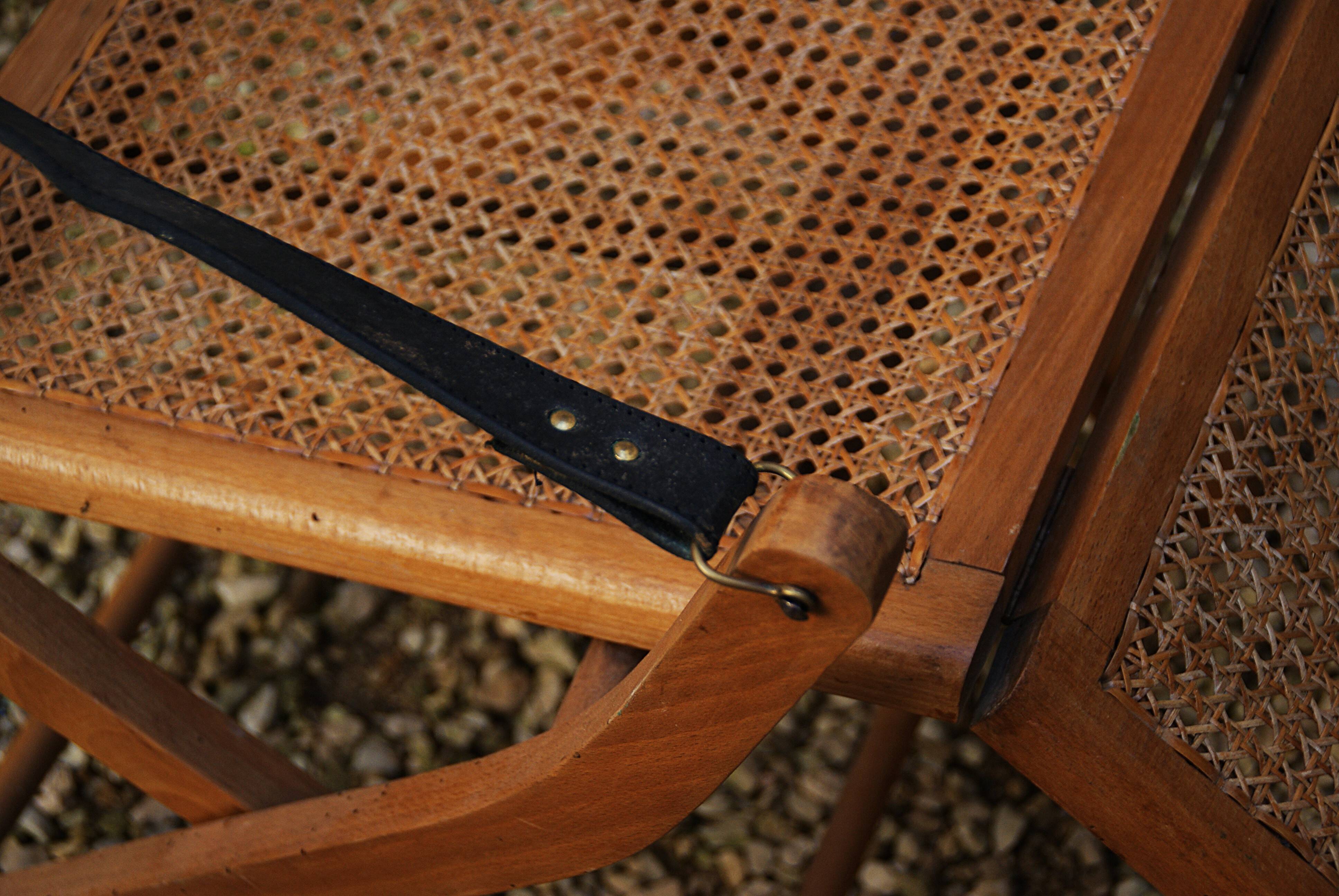19th-century caned chaise longue in colonial style