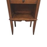 French Oak Bedside Table With Drawer, 1940s