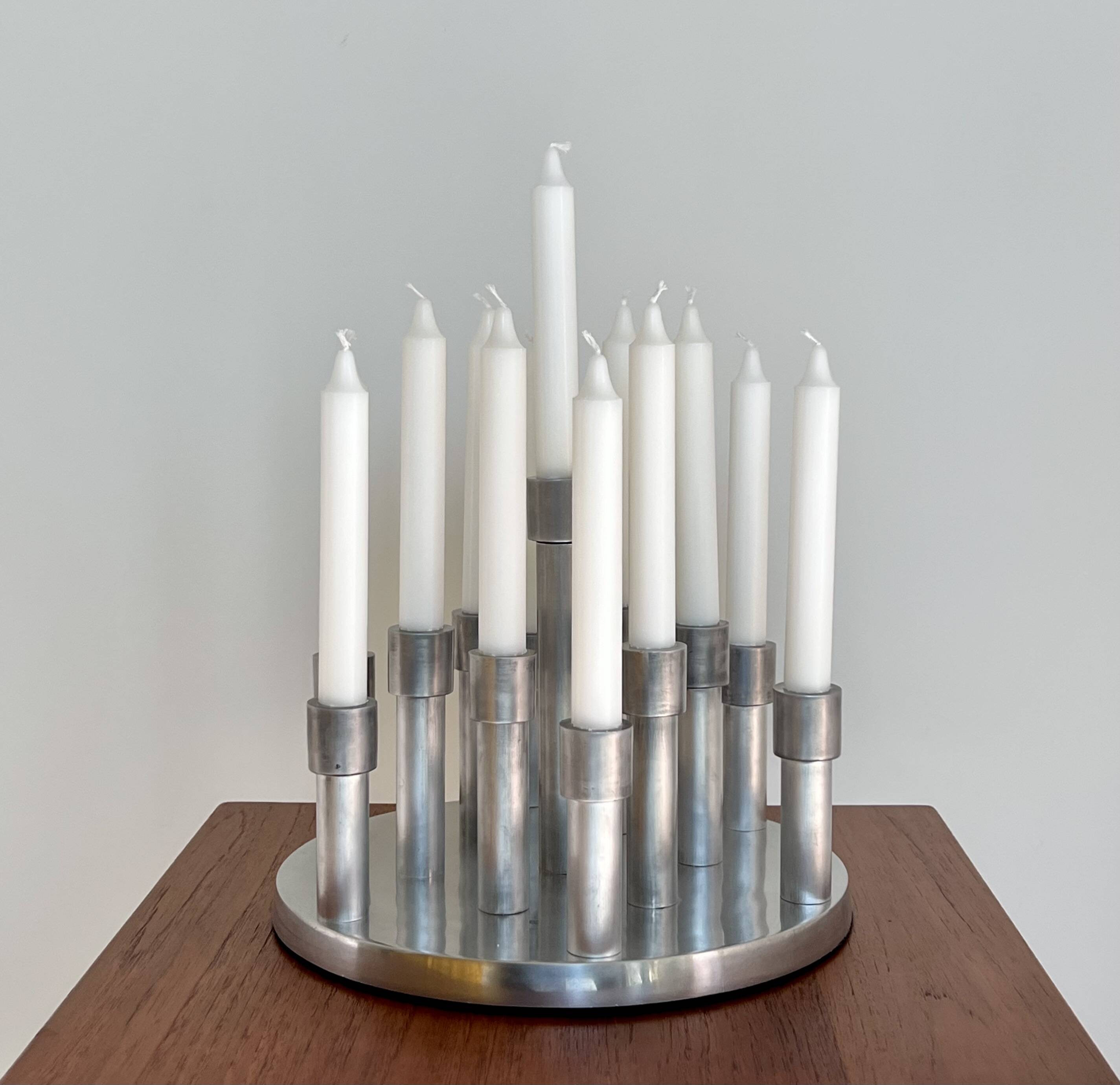Aluminium candle holders for 13 candles, 1970s.