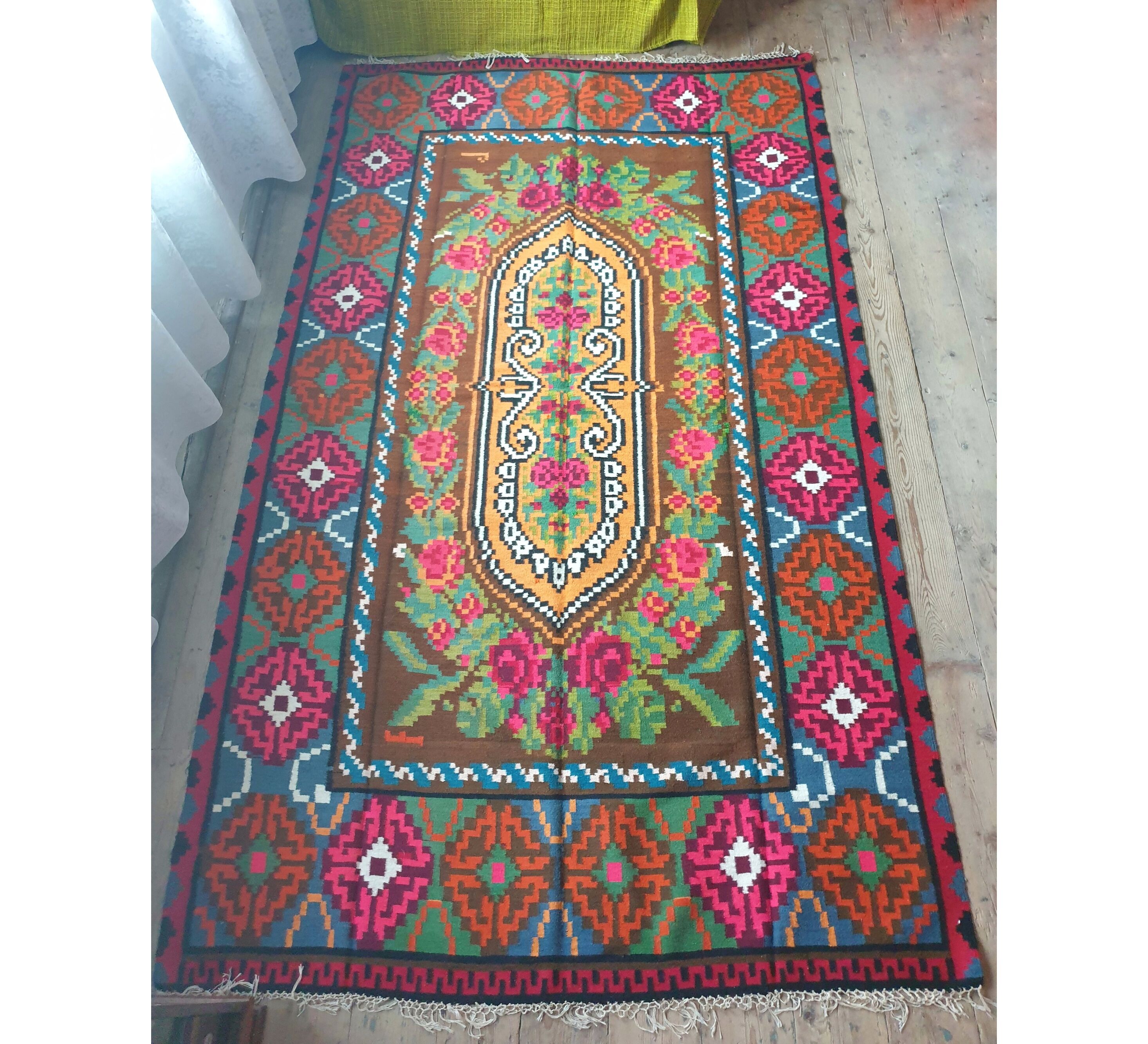 Large superb Romanian rug 316X182 cm with amazing bohemian floral design