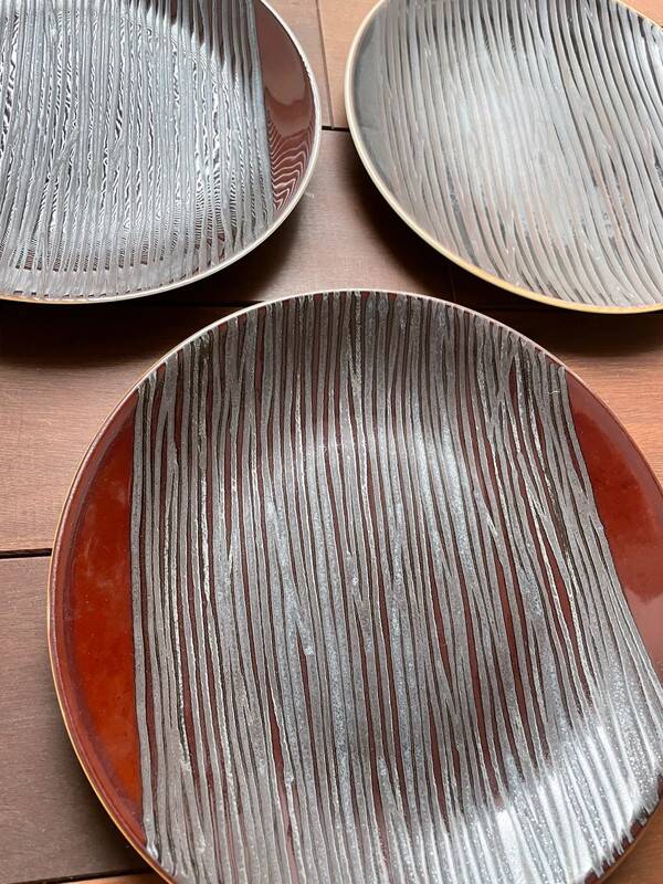 3 Dinner Plates 26 cm Yellow from Chrome - Limoges Porcelain