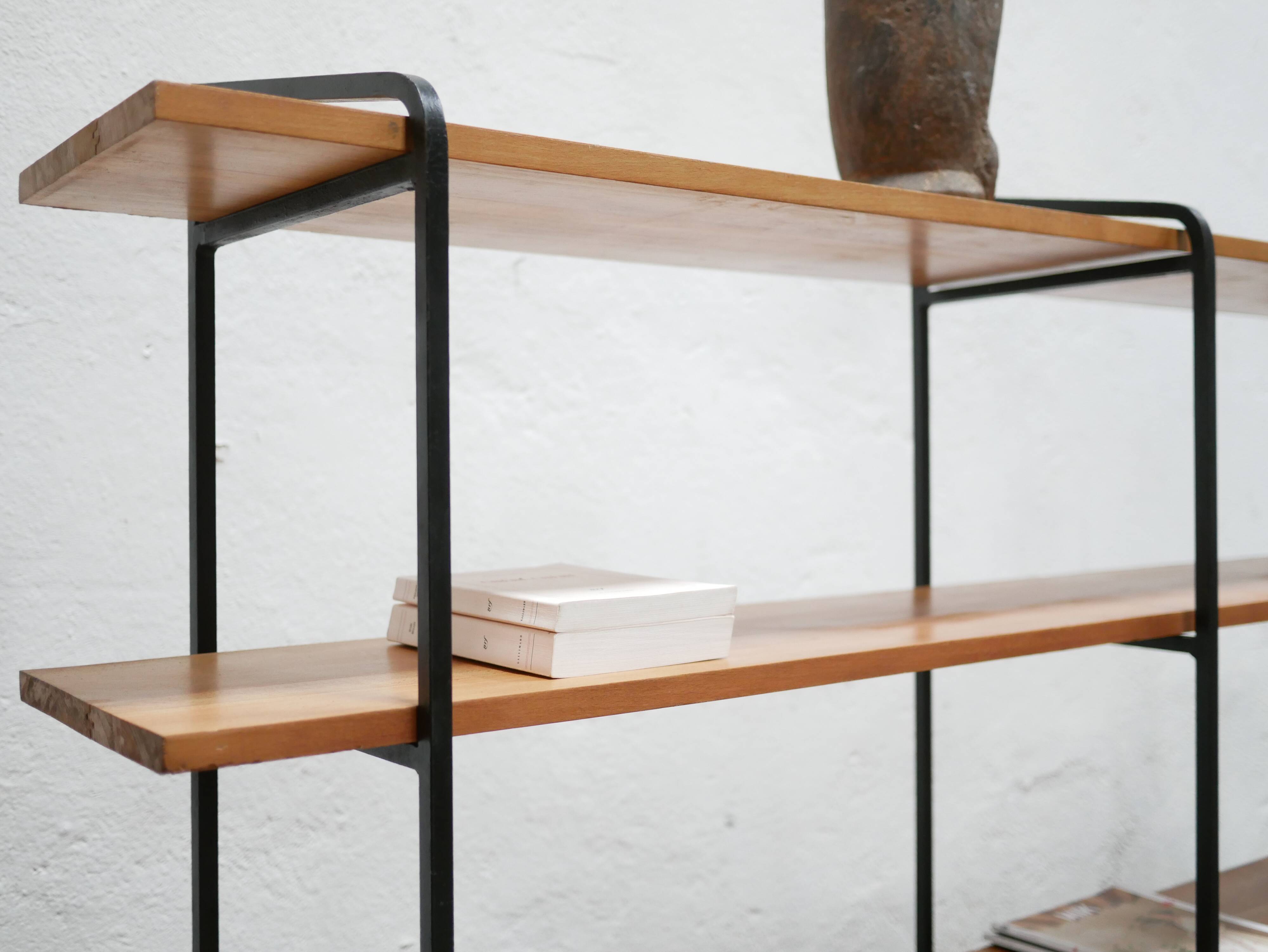 Vintage wooden and metal shelf