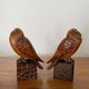 Pair of Art Deco bookend birds in carved wood cubizing 1930