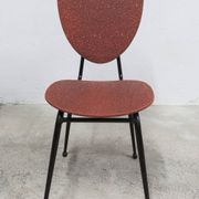 Vintage 70s chair in black lacquered metal and atypical red vinyl
