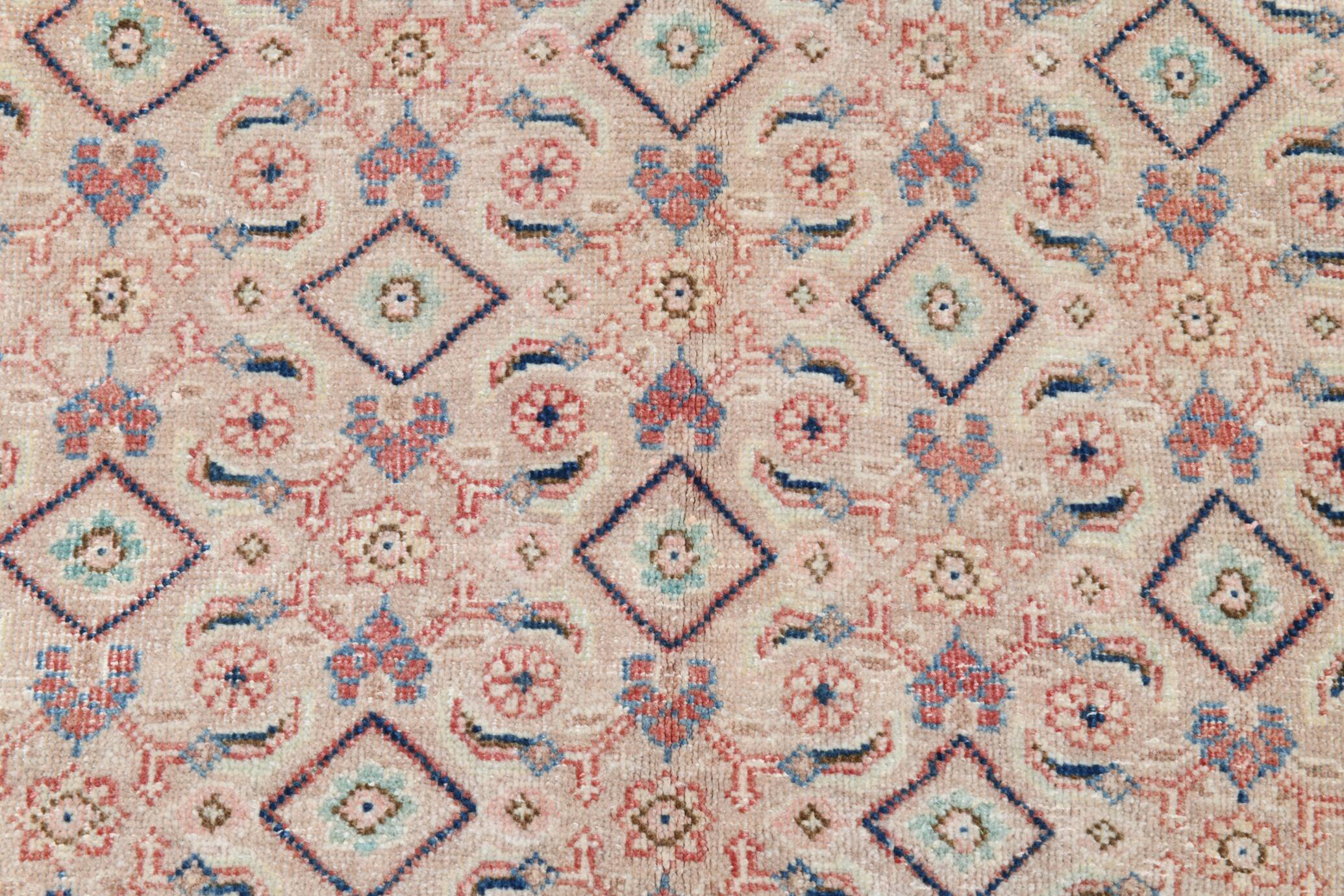 Tapis persan vintage, motif floral saumon-rouge, laine nouée à la main, 297 x 385 cm