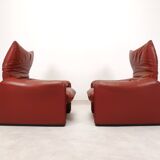 2 Cassina Maralunga fauteuils with ottoman