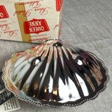 Beurrier coquille avec couteau, plaqué argent, Queen Ann