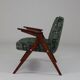 Fauteuil scandinave Space Age en bois et tissu vert