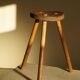Tripod stool made of solid oak, by a Danish cabinetmaker, mid-century, around 1960.