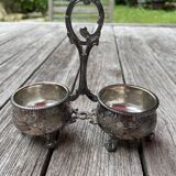 Double silver plated table salt shaker Armand Frenais 19th century Art Nouveau