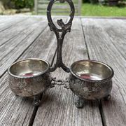 Double silver plated table salt shaker Armand Frenais 19th century Art Nouveau