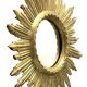 Golden Wooden Sun Mirror | Mid-20th Century - 48 cm