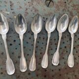 Set of 10 silver metal cutlery, hallmark 84, consisting of 6 tablespoons including one monogram