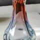 Vase vintage/Cristal de Lemberg/Nierengarten F. Design florale, col polylobés. Tons orangés. Dim 22 x 14 cm