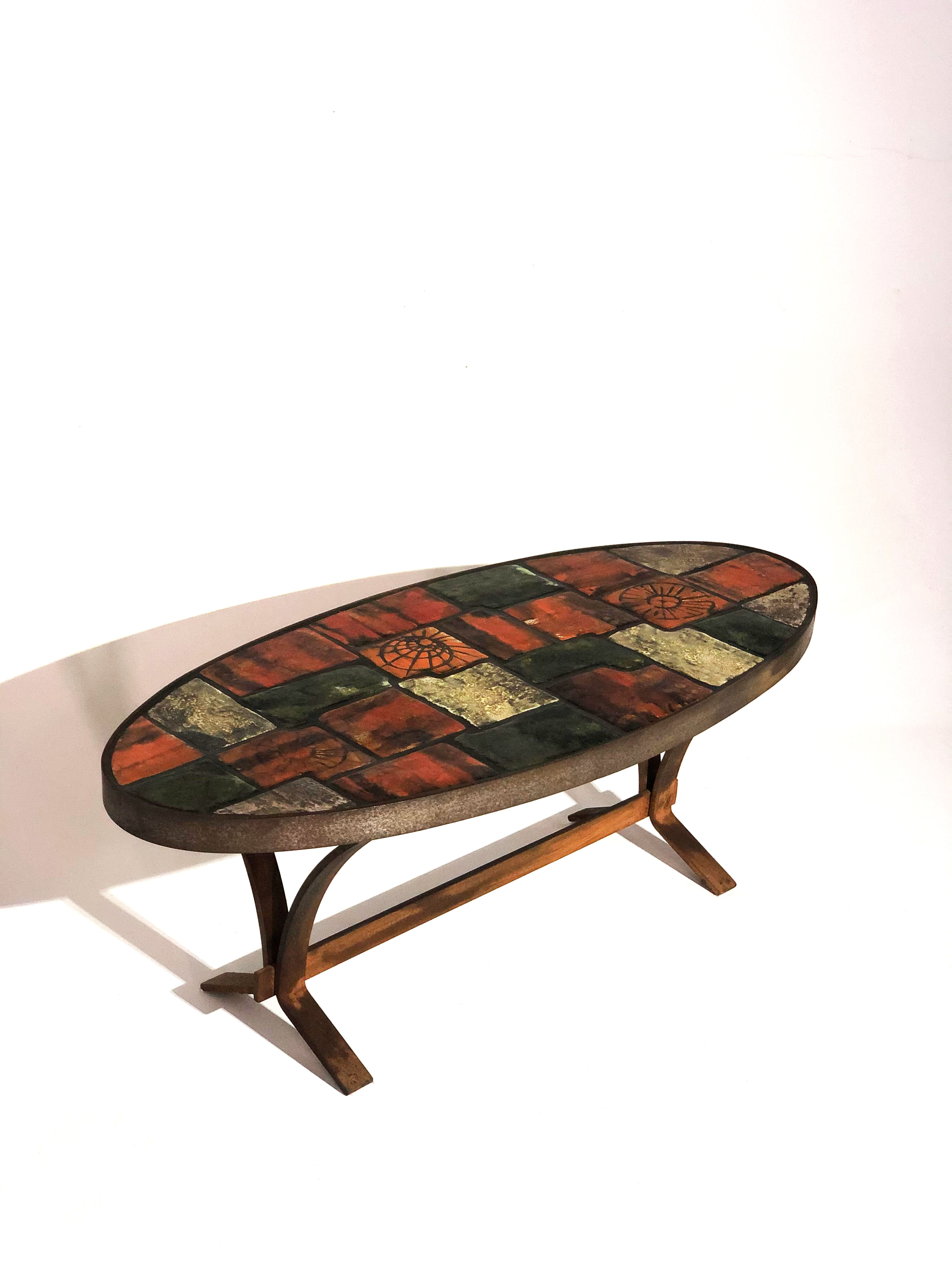 Ceramic and metal coffee table - 1960