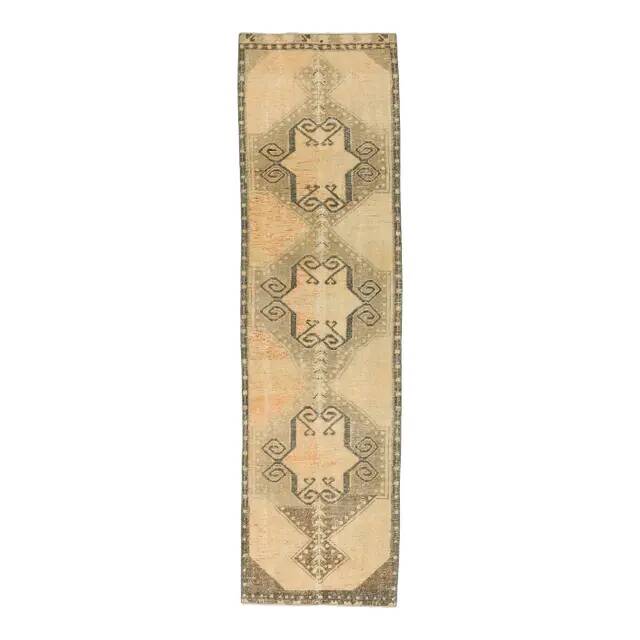 1970s Turkish Handmade Wool Runner Rug 81x297