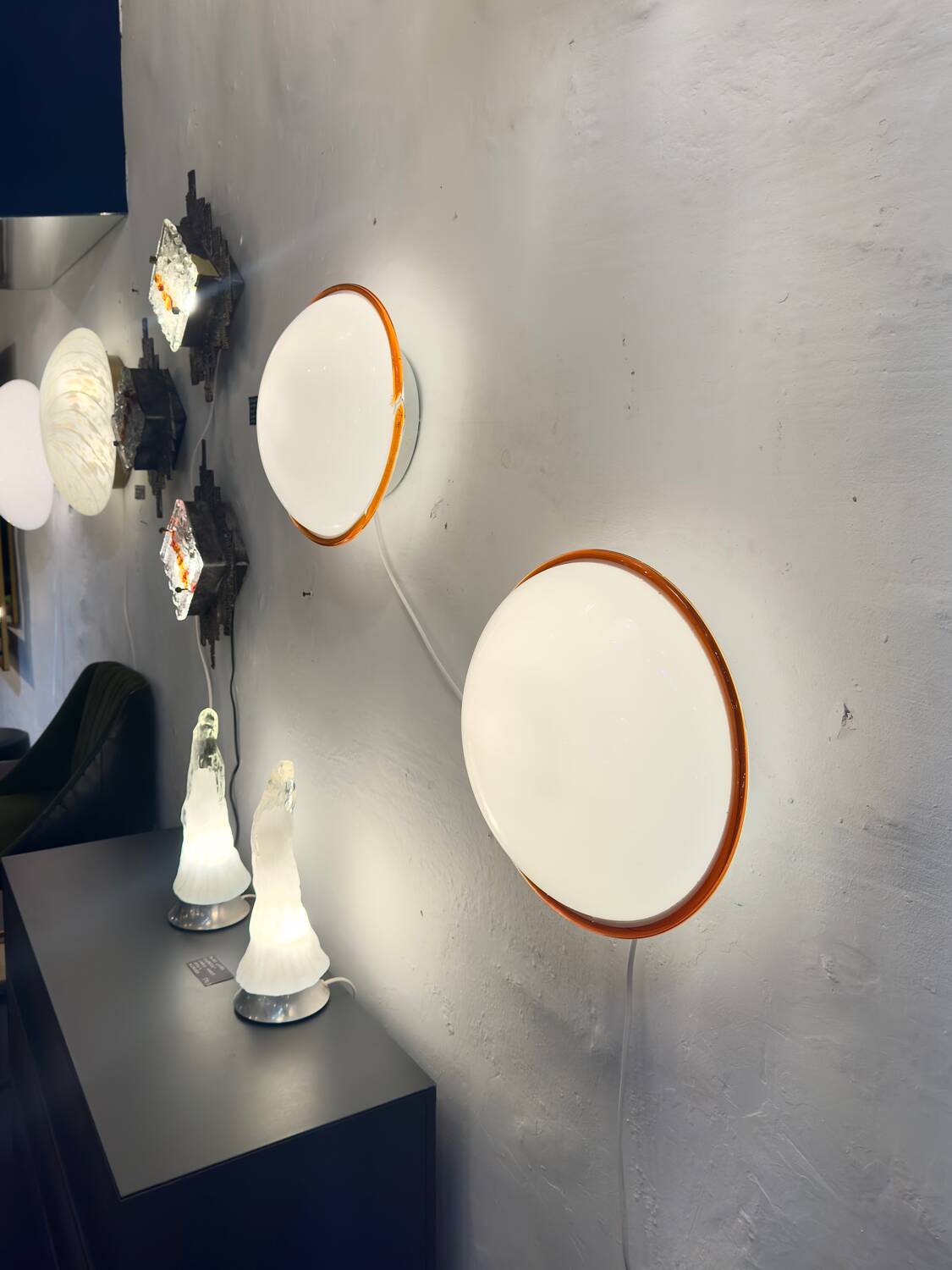 Pair of Leucos “Ronda” wall lights from the 70s